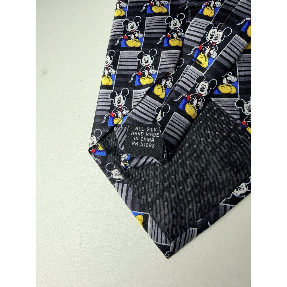 Vintage Mickey Mouse Neckties Black & Red Handmade Silk Mickey Unlimited 59" - Picture 6 of 6